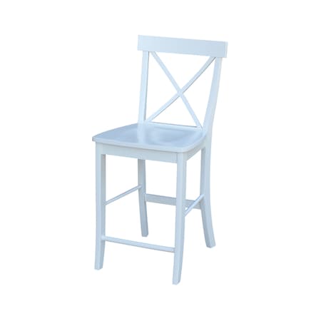 International Concepts X-Back Counter Height Stool, 24" Seat Height, White S08-6132